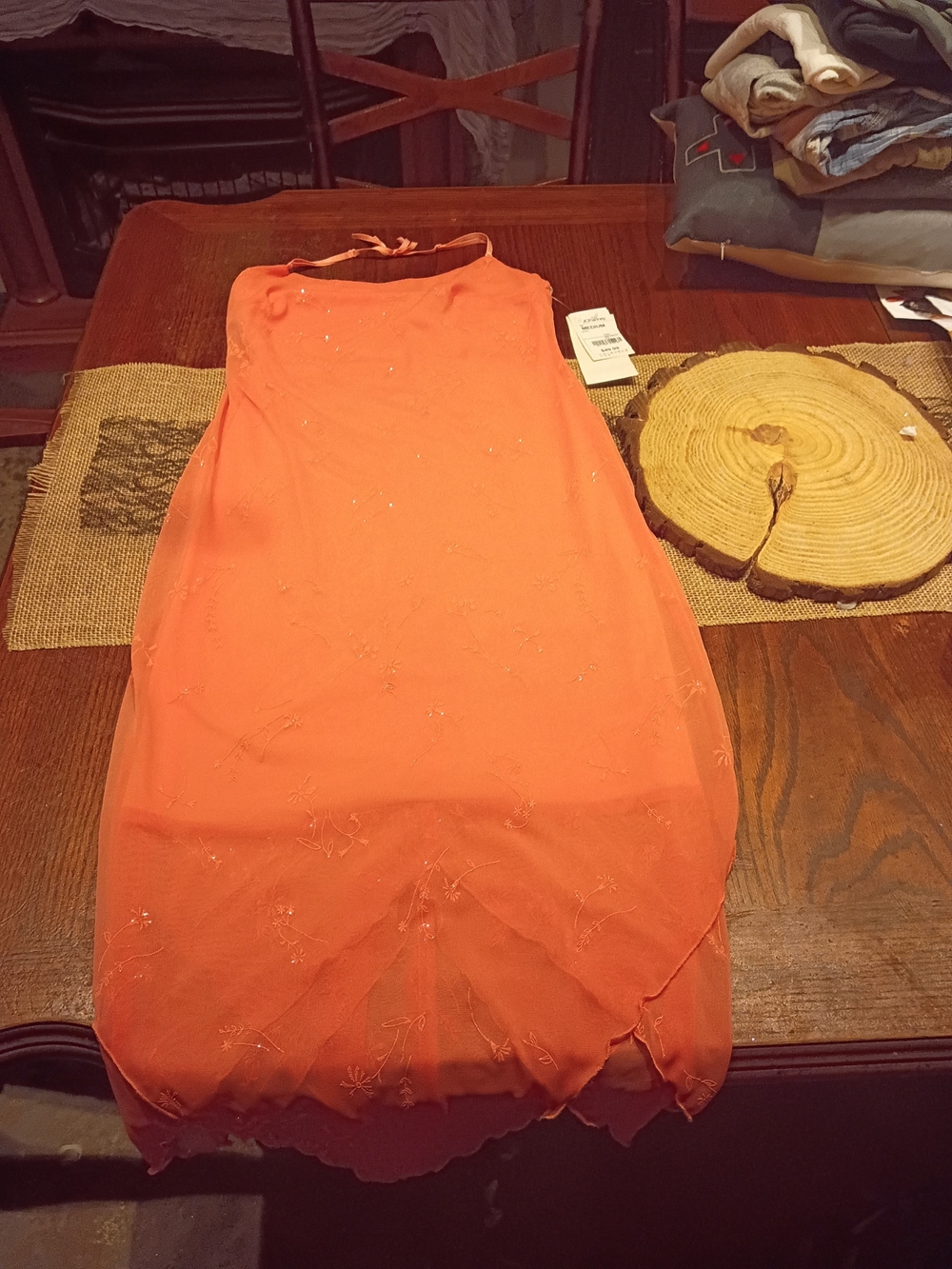 NWT Homecoming jcpenney City Triangles Orange Strapless Embroidered Summer Dress